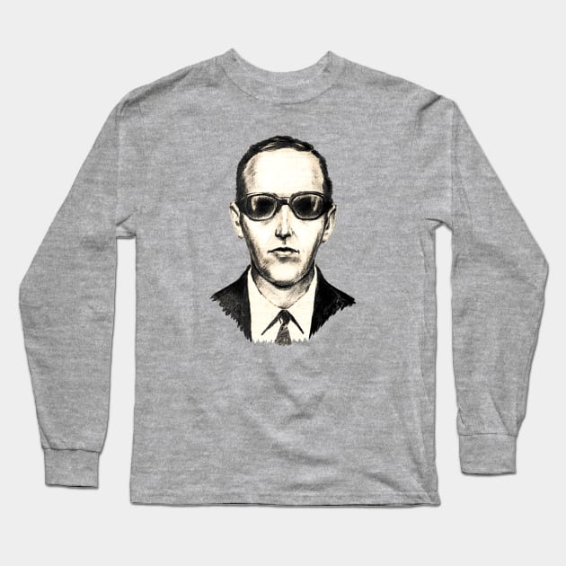 DB Cooper Mugshot Sketch Long Sleeve T-Shirt by Alema Art